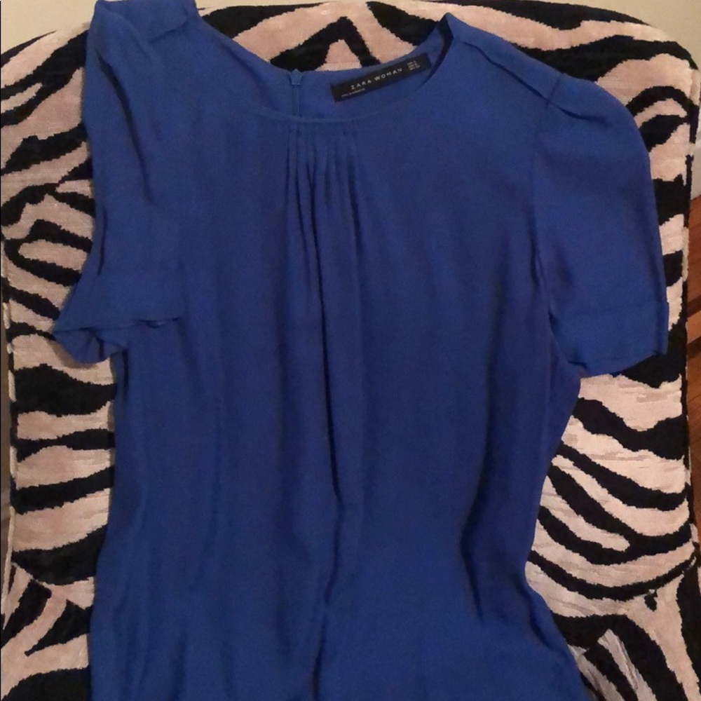 Zara Yves Klein Blue Blouse